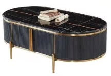 Dalia Ribbed Furniture Range - Midnight & Gold - Coffee Table