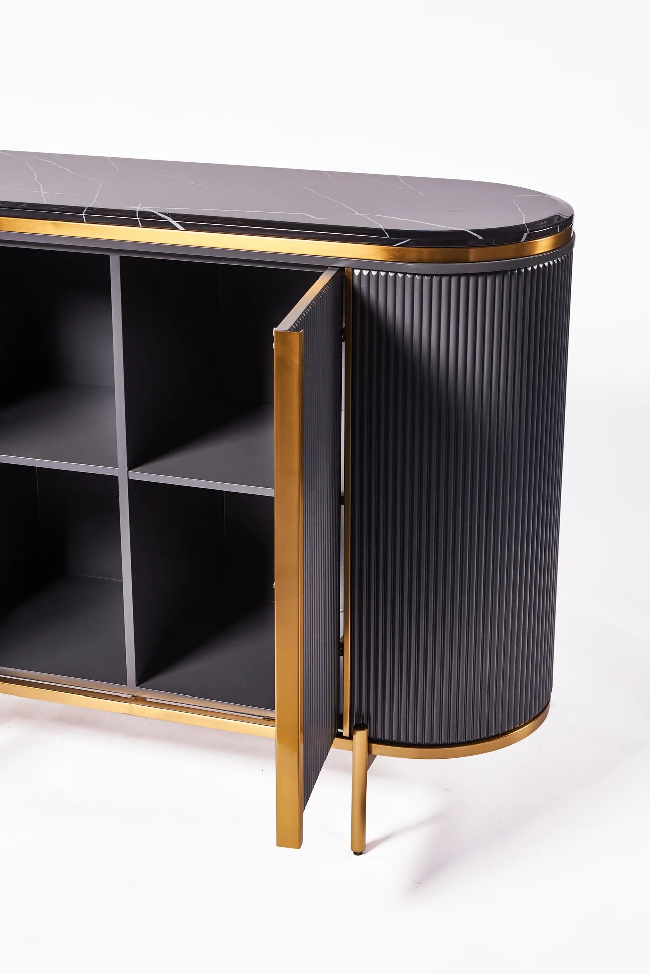 Dalia Ribbed Furniture Range - Midnight & Gold - Sideboard