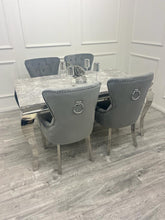 Louis Chrome 160CM Marble Dining Table with Megan Chairs