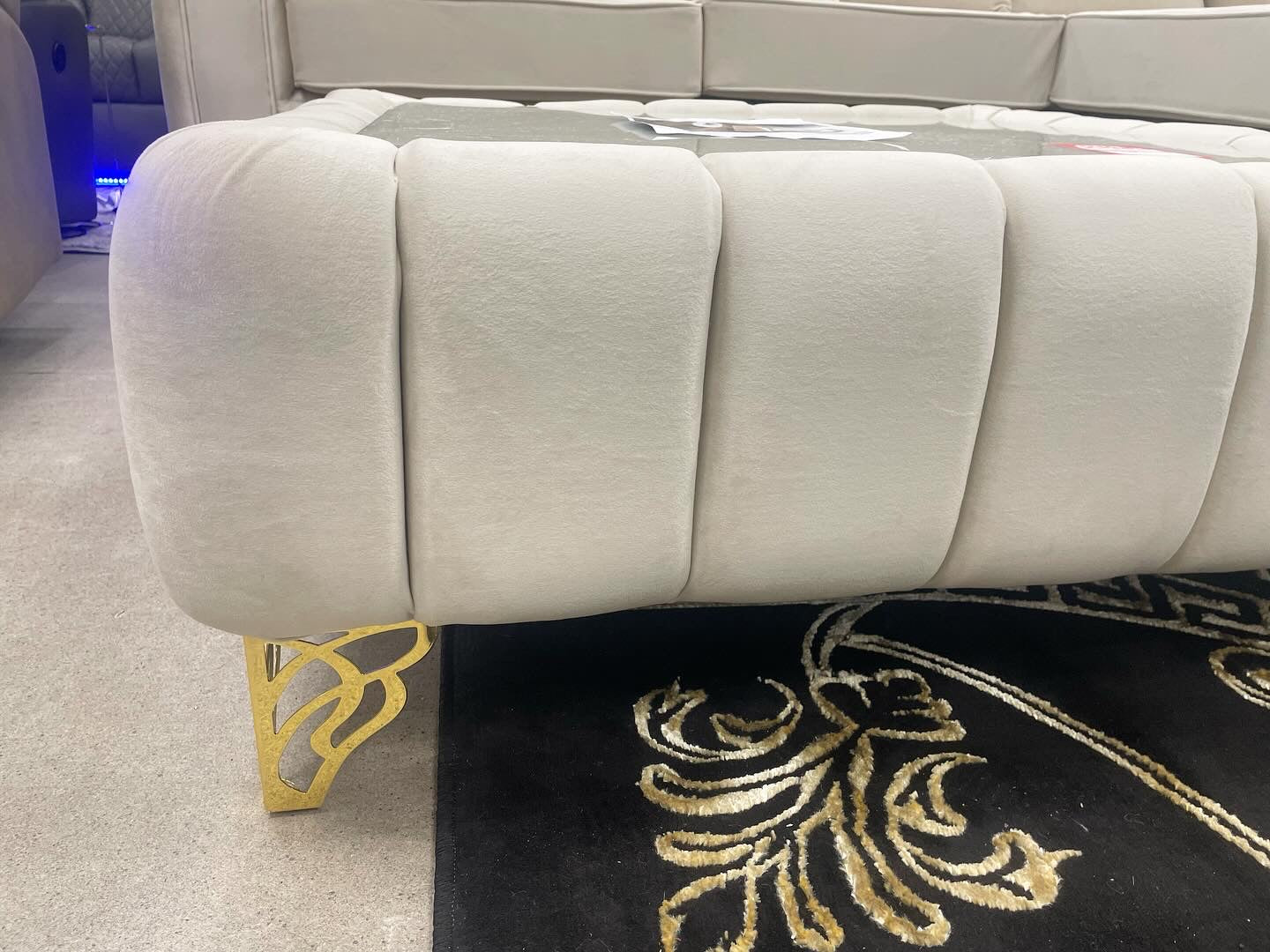 Queen cream and gold corner sofa