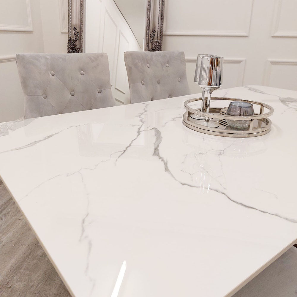 1.6 Lucien Chrome Marble Dining Set with Bentley Chairs