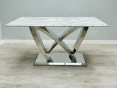 California 180cm Grey Chrome Marble Dining Table