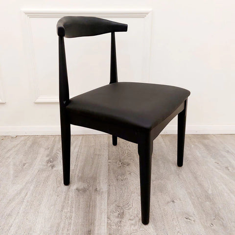 Elsa Black Wooden Wishbone Chair with Matt Black Seat