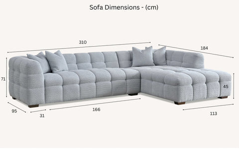 Tribeca Right Hand Corner Group in Oatmeal Boucle Fabric