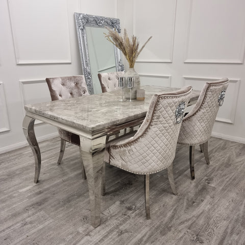 1.6 Lucien Chrome Marble Dining Set with Bentley Chairs