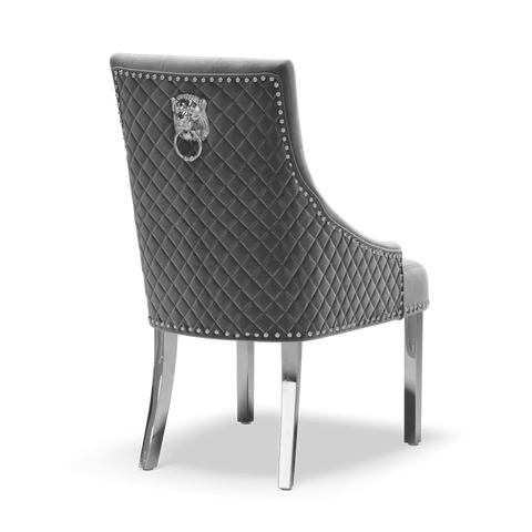 Pair of  quilted back knocker dining chair with lions head