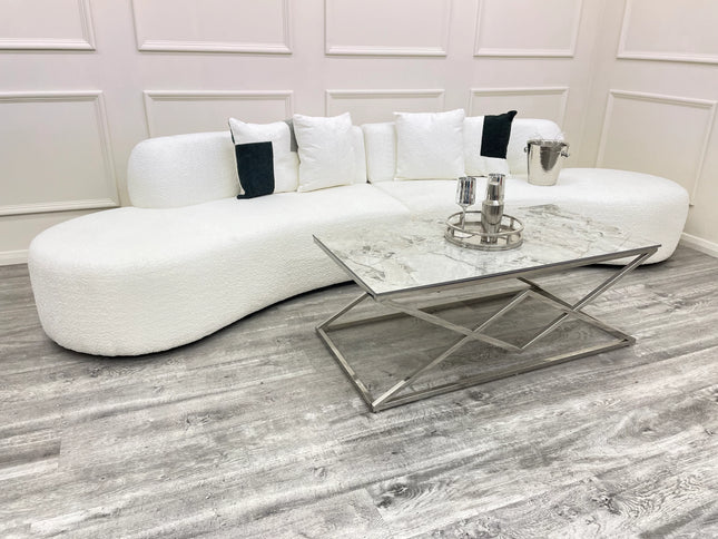 Miami curved sofa in boucle in various colours