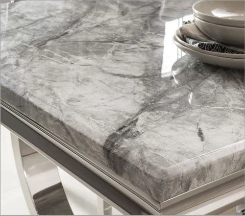Louis round marble dining table 130cm diameter with Chrome metal frame