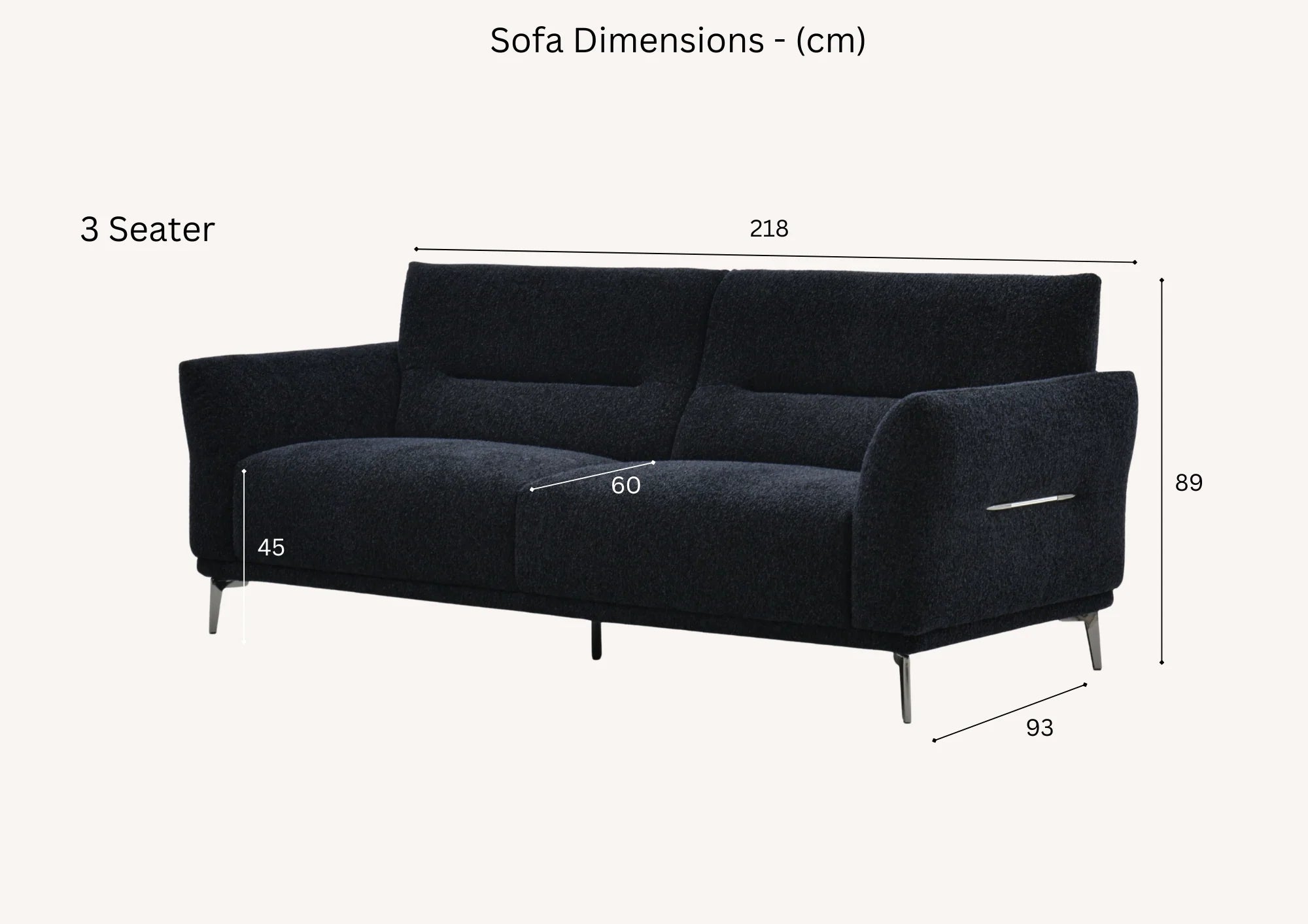 Albany Sofa Set in Black Lux Bouclé 4, 3, 2 Seater & Foot-Stool