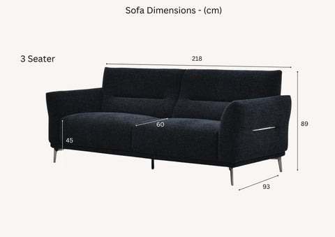 Albany Sofa Set in Black Lux Bouclé 4, 3, 2 Seater & Foot-Stool