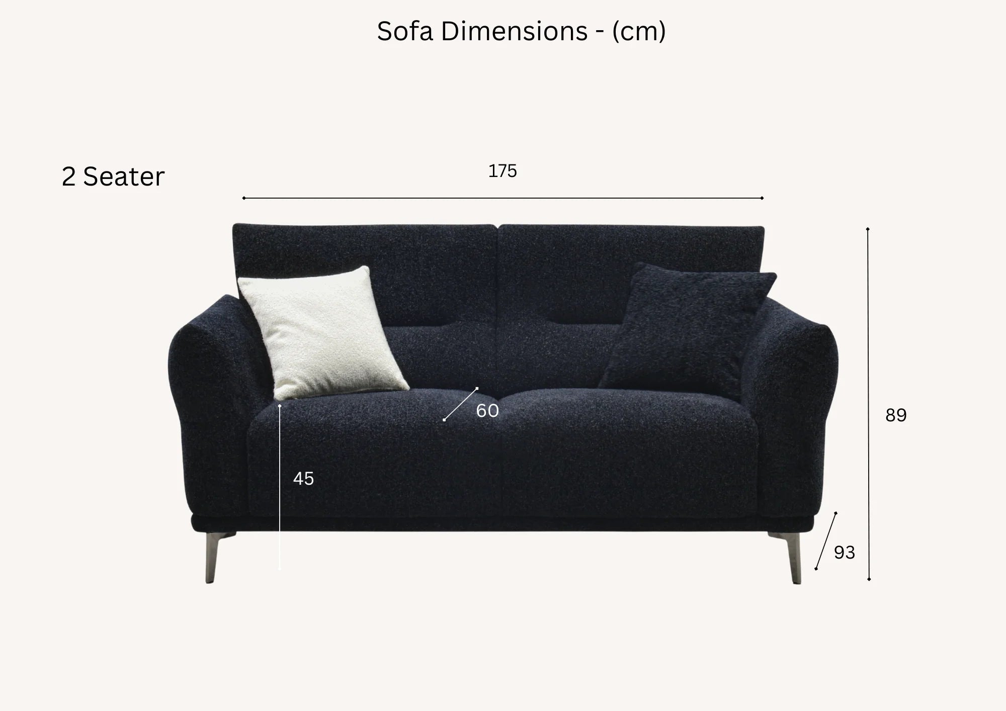 Albany Sofa Set in Black Lux Bouclé 4, 3, 2 Seater & Foot-Stool