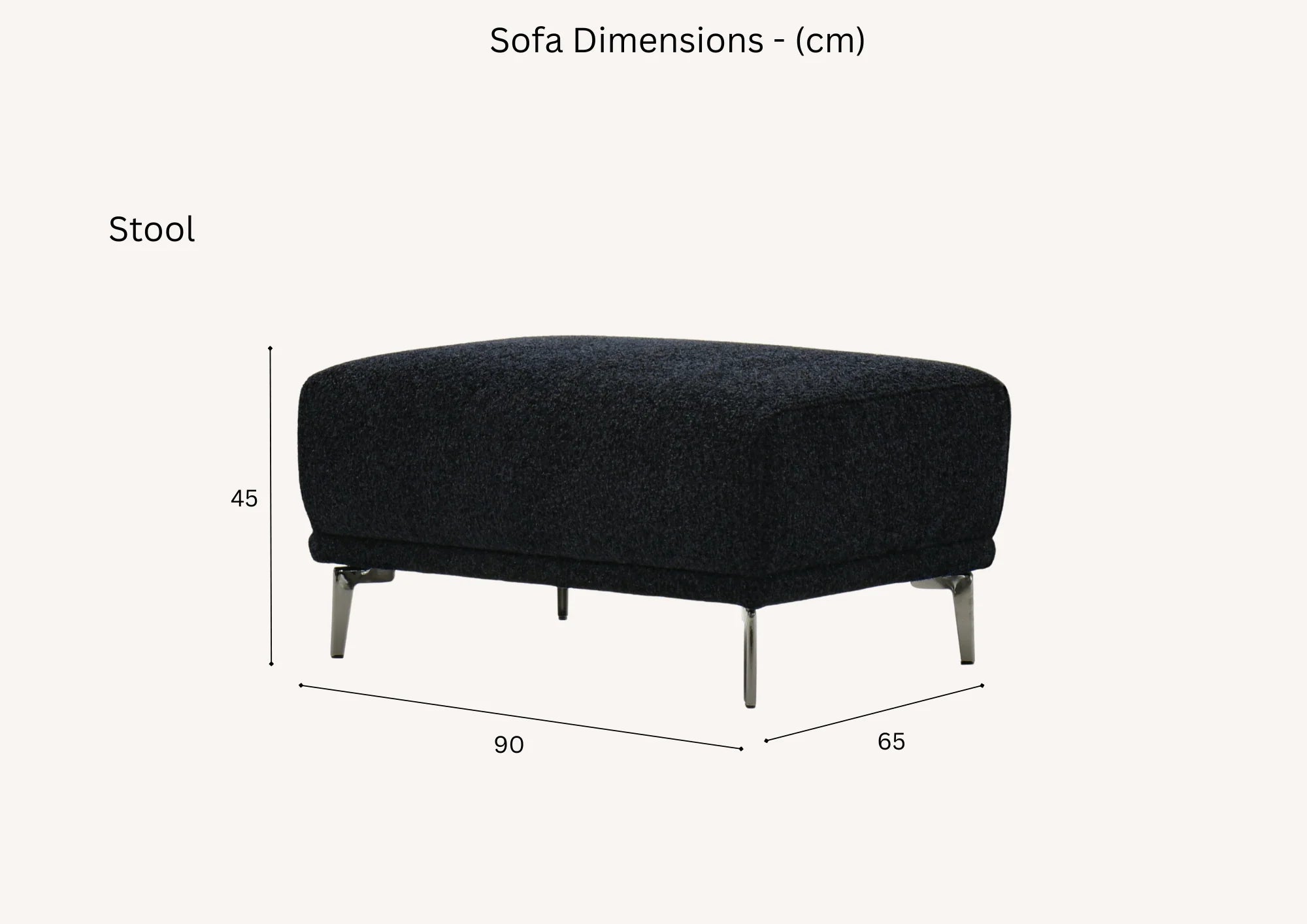 Albany Sofa Set in Black Lux Bouclé 4, 3, 2 Seater & Foot-Stool