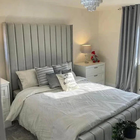 Santino Luxury 70 Inch Headboard Fabric Bed Frame - Various Sizes
