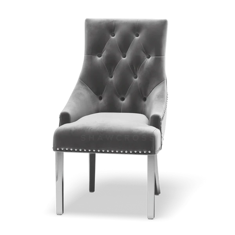 Pair of  quilted back knocker dining chair with lions head