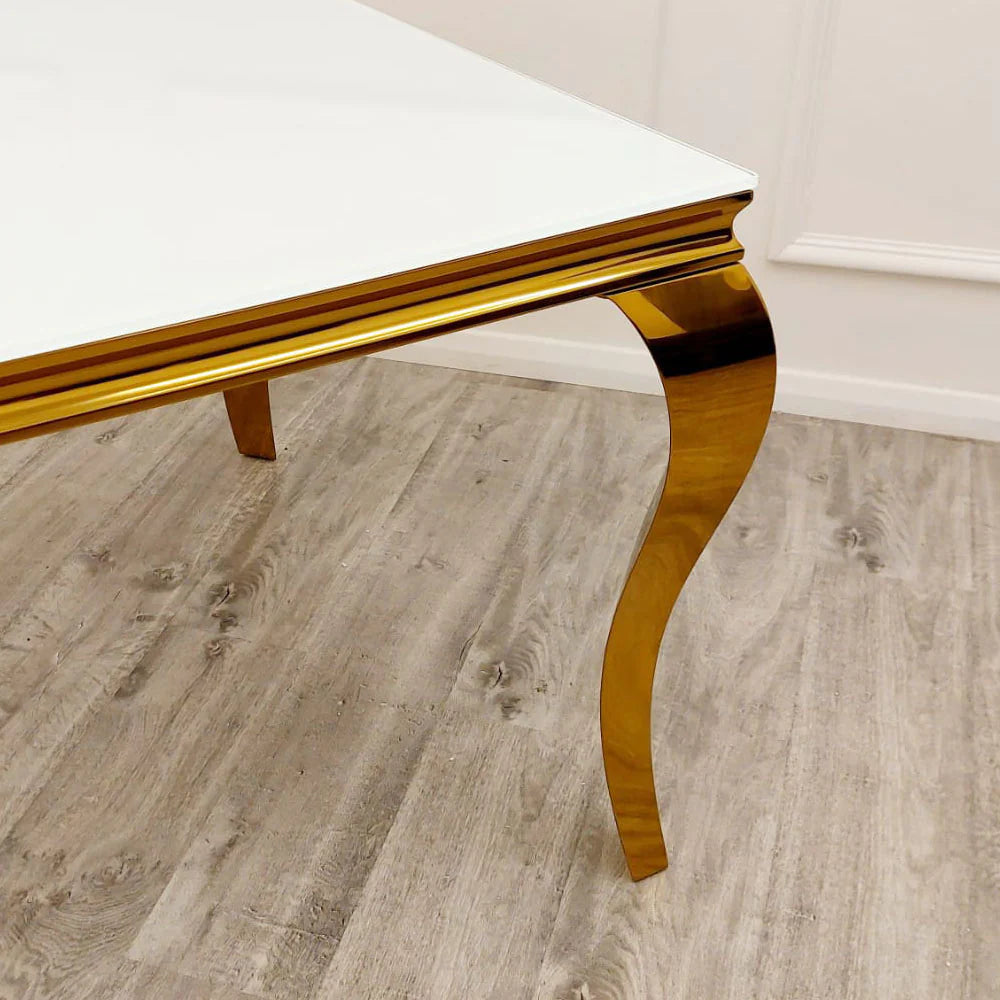 Louis white glass dining table deals