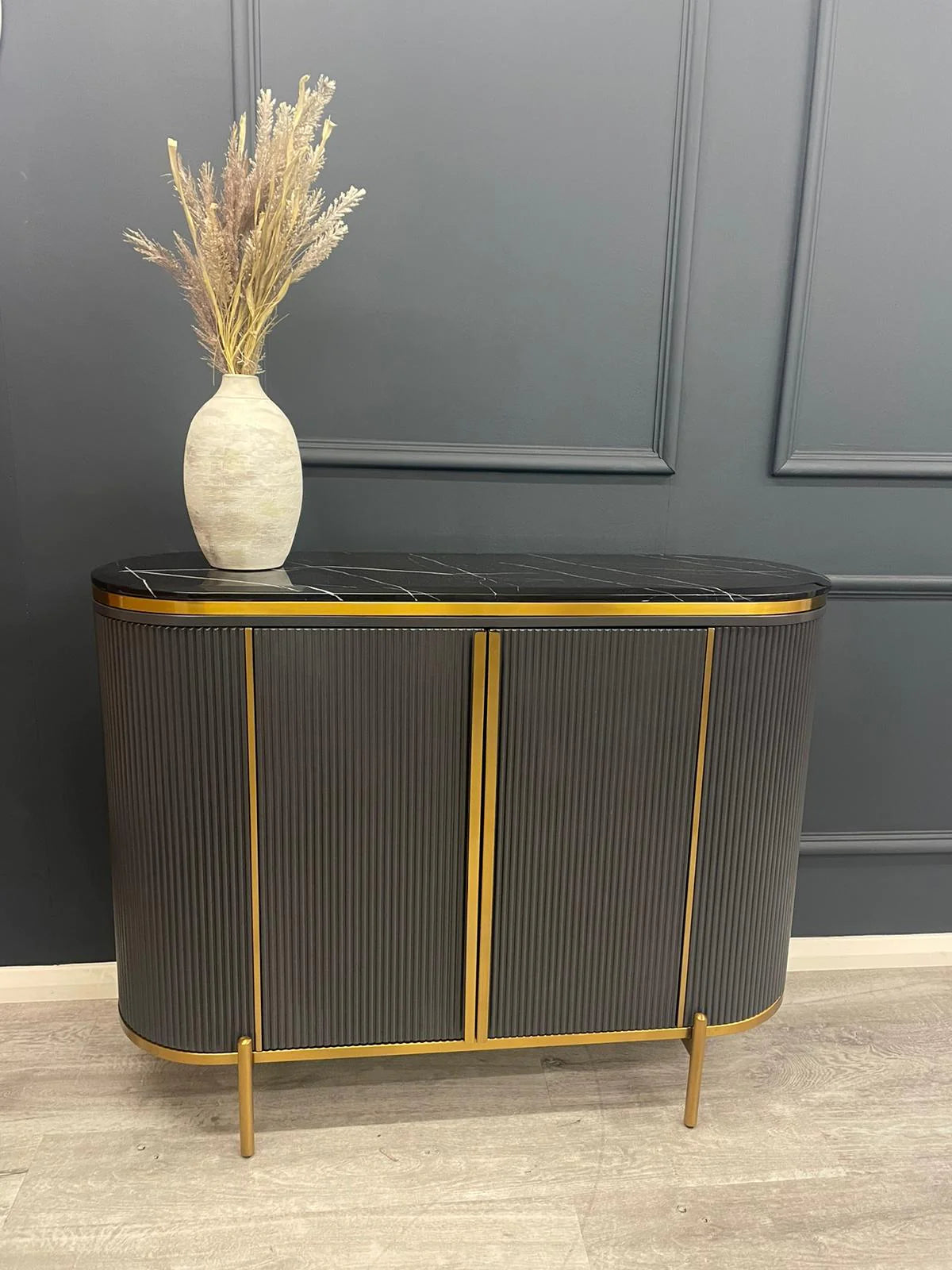 Dalia Ribbed Furniture Range - Midnight & Gold - Sideboard