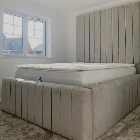 Elizabeth Luxury 70 Inch High Headboard Fabric Bed Frame