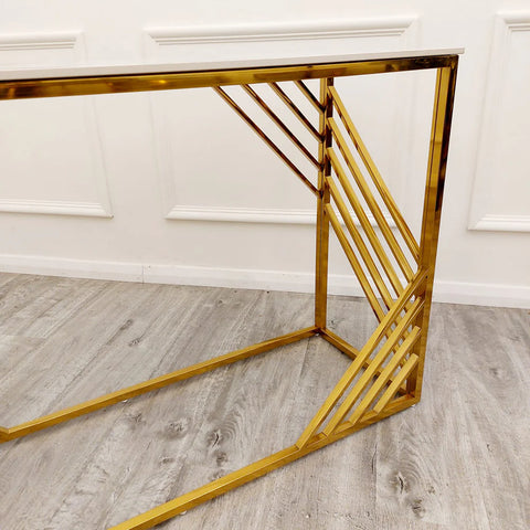Azure Gold Console Table with Polar White Sintered Stone Top