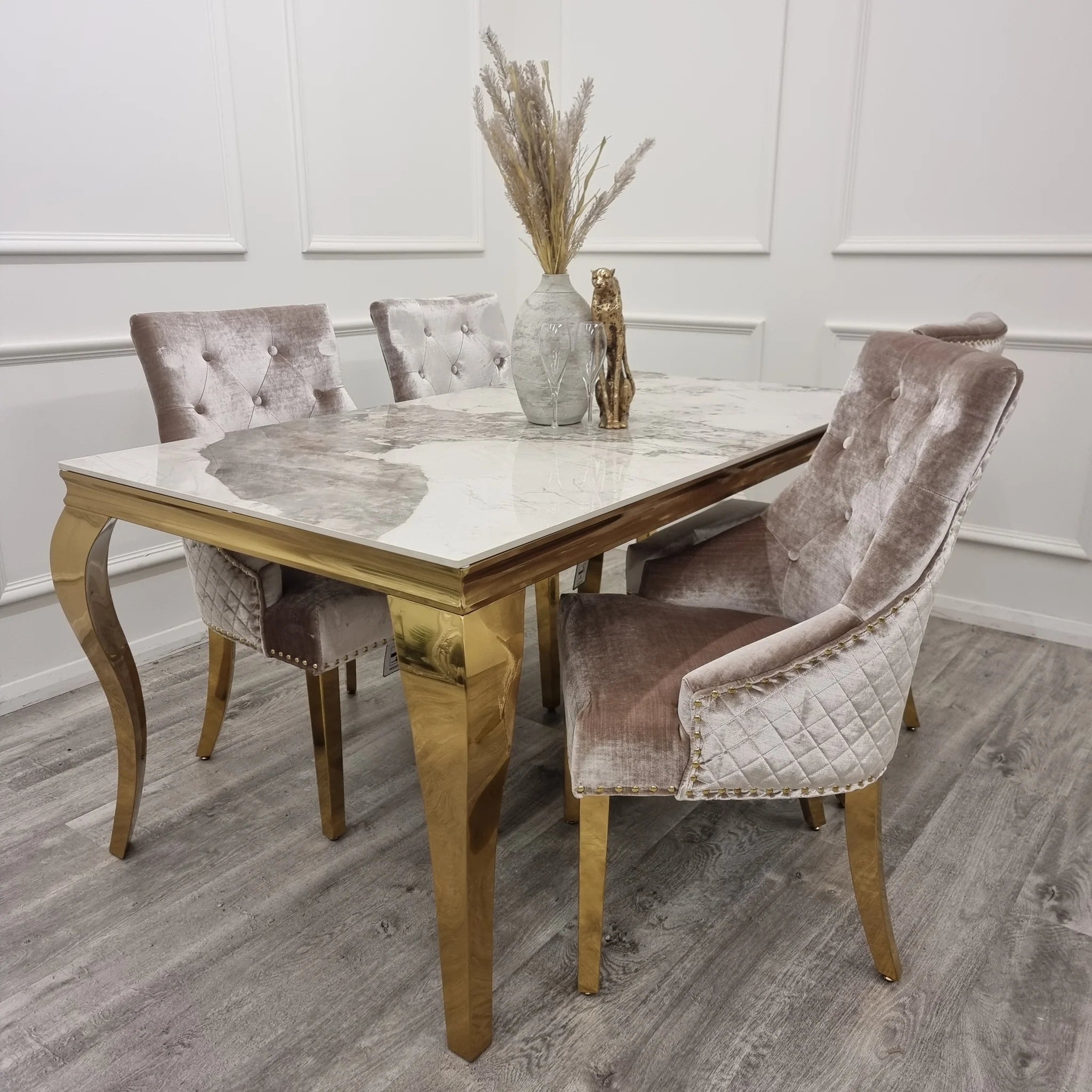Bentley Gold Dining Chair – Now in Black & Cream Velvet