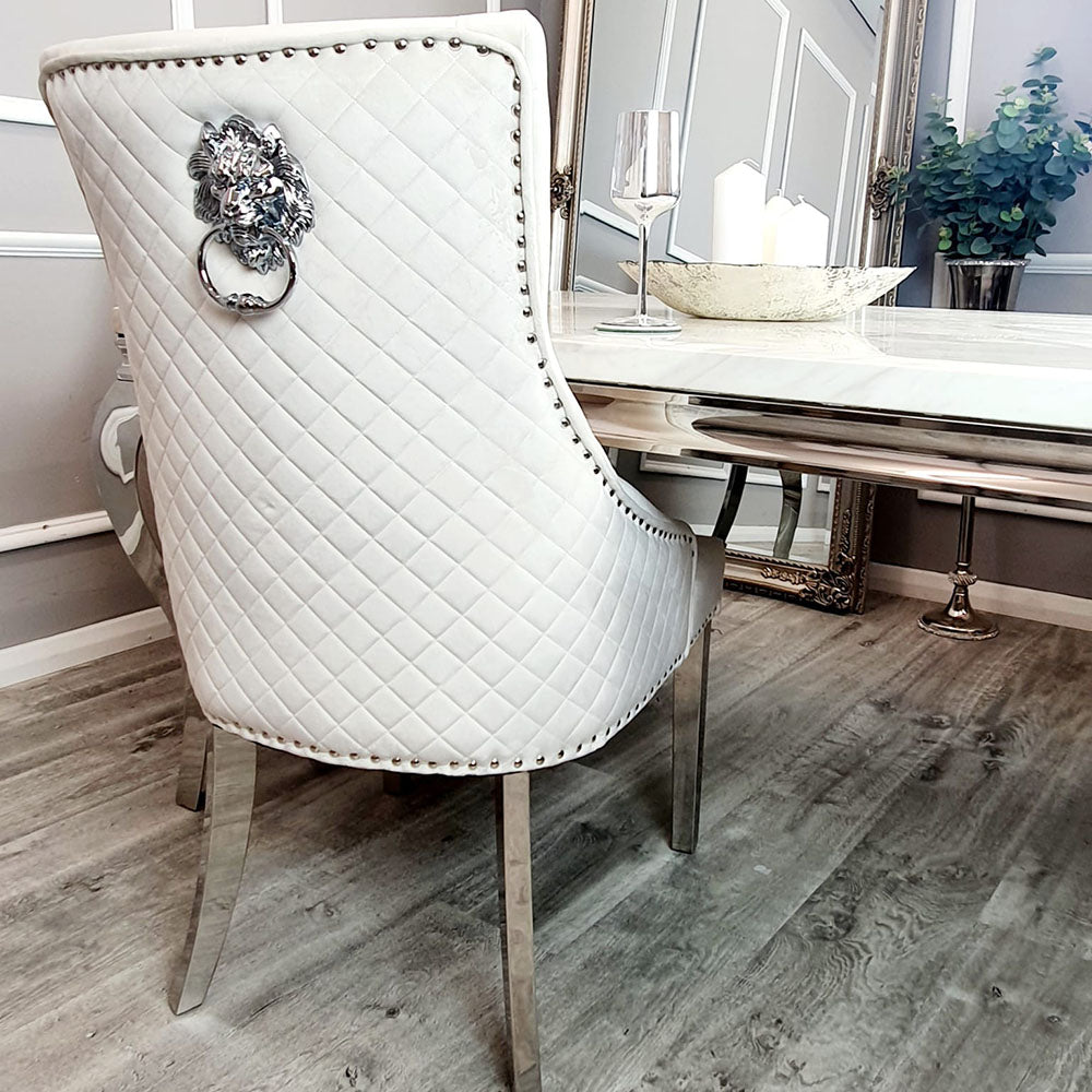 1.6 Lucien Chrome Marble Dining Set with Bentley Chairs