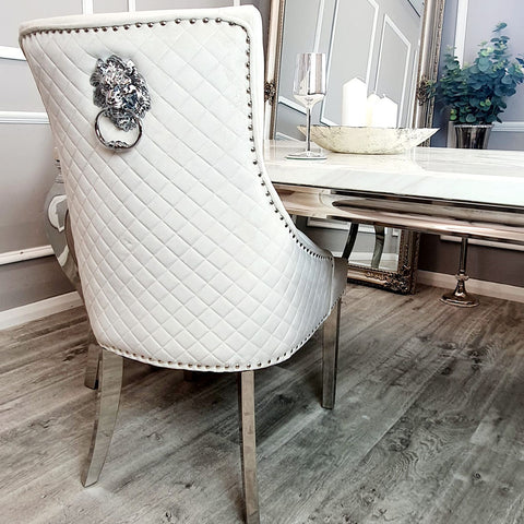 1.6 Lucien Chrome Marble Dining Set with Bentley Chairs