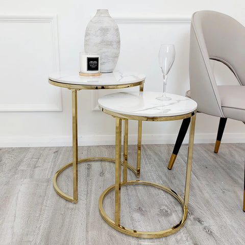 Cato Nest of 2 Tall Gold End Tables – Elegant Functionality Meets Modern Luxury