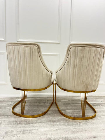 1.8 Louis Gold Marble Dining Set with Chelmsford Gold Chairs