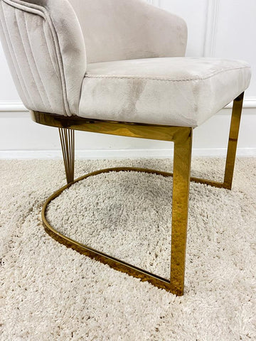 1.8 Louis Gold Marble Dining Set with Chelmsford Gold Chairs