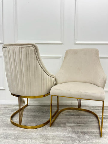 1.8 Louis Gold Marble Dining Set with Chelmsford Gold Chairs