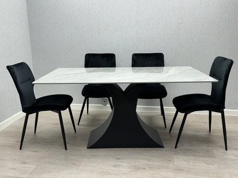 Caroline Grey Ceramic 160cm Fixed Table Top Dining Table