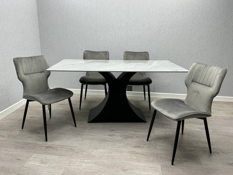 Caroline Grey Ceramic 160cm Fixed Table Top Dining Table