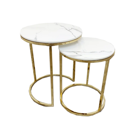 Cato Nest of 2 Tall Gold End Tables – Elegant Functionality Meets Modern Luxury