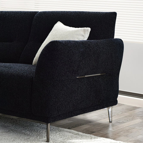 Albany Sofa Set in Black Lux Bouclé 4, 3, 2 Seater & Foot-Stool