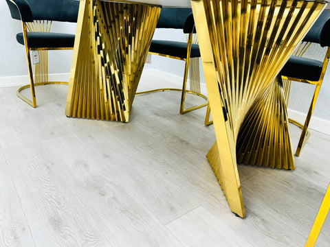 Ravello 180 cm Black & Gold Marble Dining Table