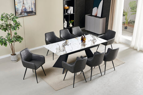Chicago Cream & Gold Extending Ceramic Dining Table