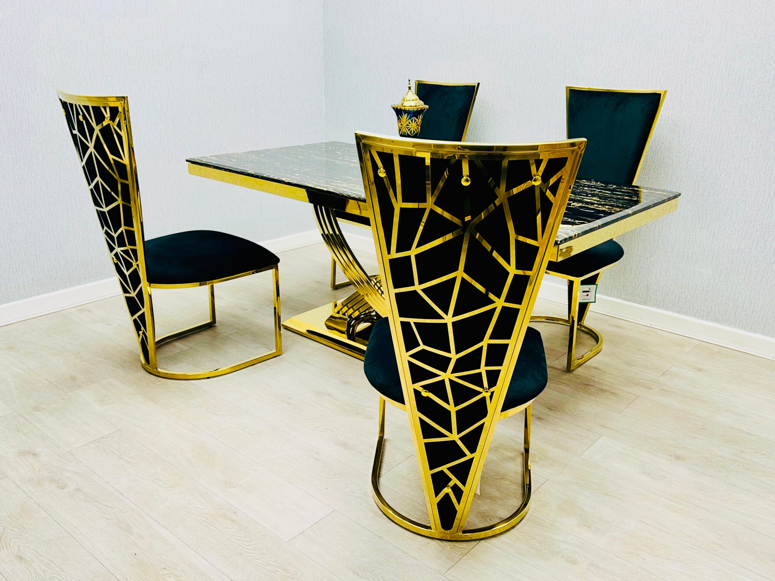 Elina 180CM Marble Dining Table Black and Gold