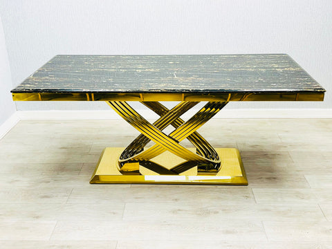 Elina 180CM Marble Dining Table Black and Gold