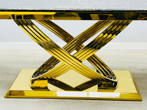 Elina 180CM Marble Dining Table Black and Gold