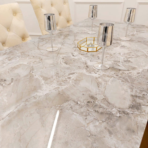 1.8 Louis Gold Marble Dining Set with Bentley Gold Chairs