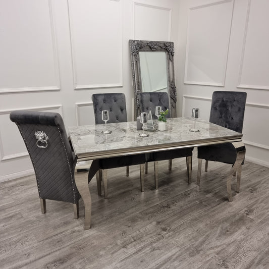 Louis Chrome Marble Dining Set with Emma Chairs 2992