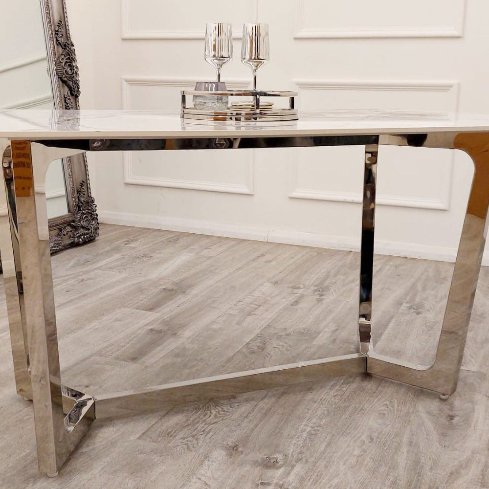 1.6 Lucien Chrome Marble Dining Set with Bentley Chairs