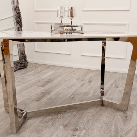 1.6 Lucien Chrome Marble Dining Set with Bentley Chairs