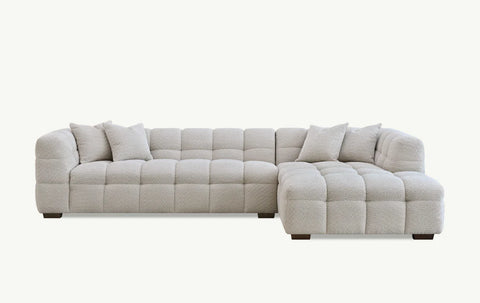 Tribeca Right Hand Corner Group in Oatmeal Boucle Fabric