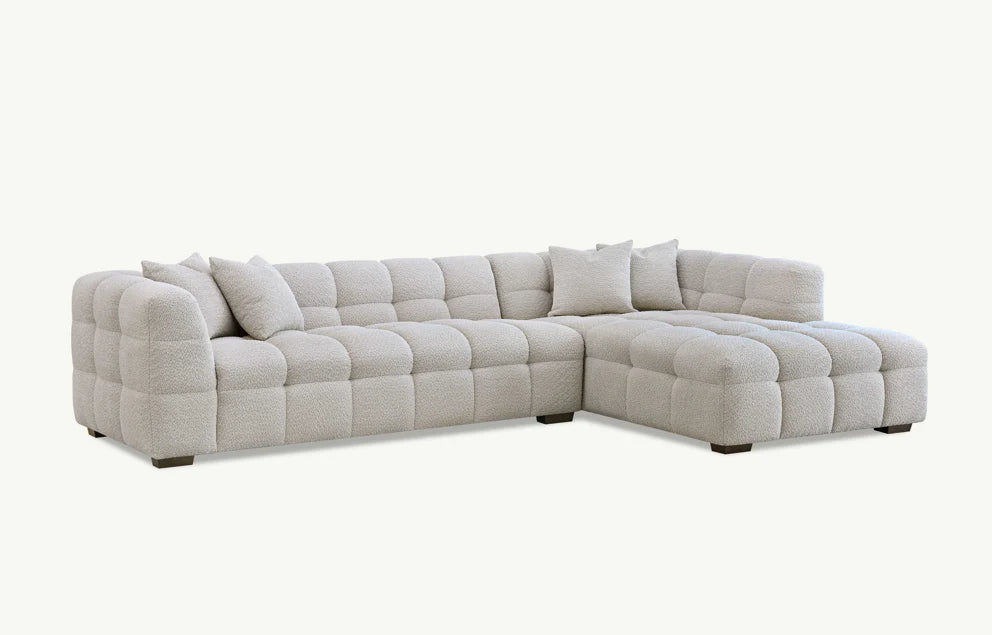 Tribeca Right Hand Corner Group in Oatmeal Boucle Fabric