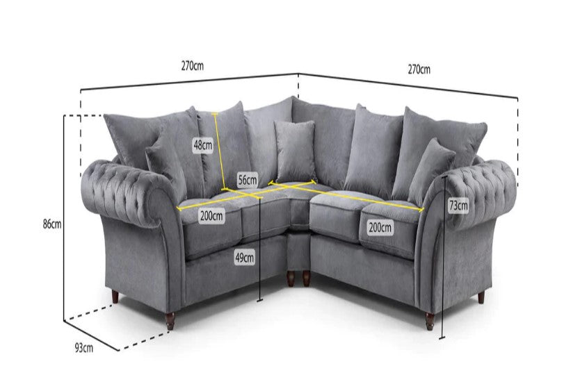 Windsor Corner Sofa in grey Fabric