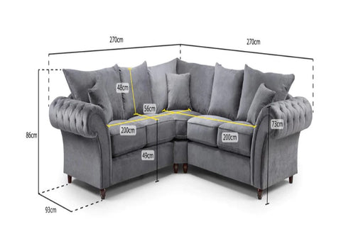 Windsor Corner Sofa in grey Fabric