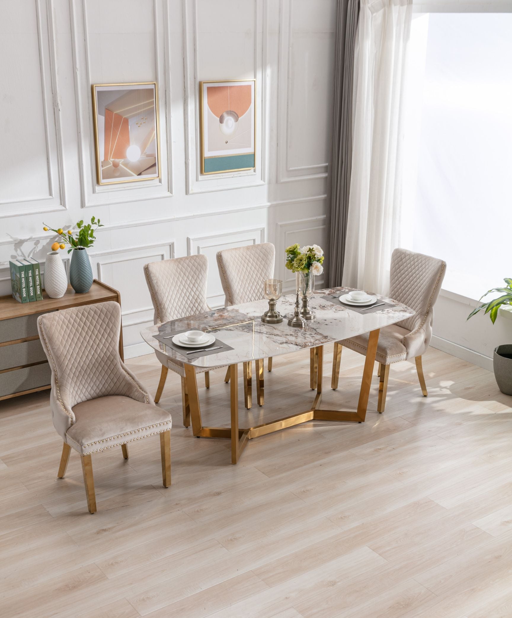 Sorrento 150cm Oval Ceramic Dining Table White & Gold