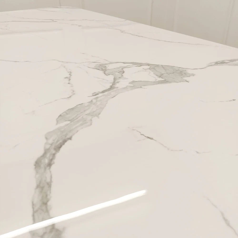 Valeo Gold 1.8m Dining Table with Polar White Sintered Stone Top