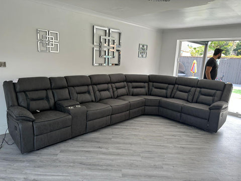 Nova Fabric Electric Recliner Corner Sofa in fabric
