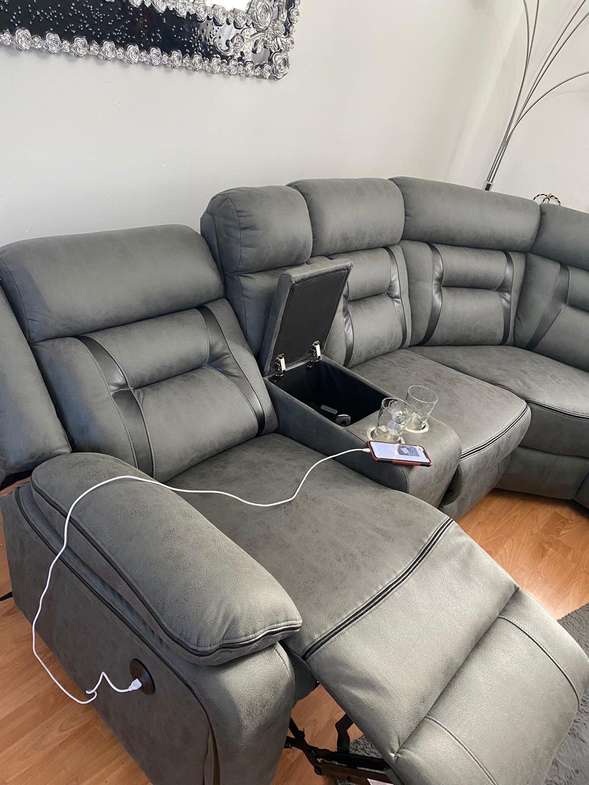 Nova Fabric Electric Recliner Corner Sofa in fabric